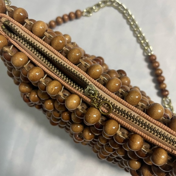 Beaded Tan Shoulder Bag - Picture 5 of 6